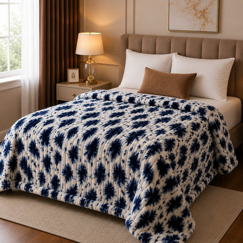Ultra Soft Navy Blue Plush Blanket - The Linen House