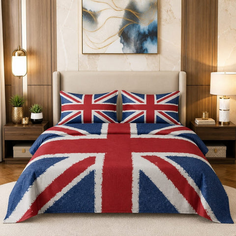 Union Jack Flag Printed Bed Sheet - The Linen House