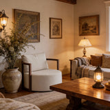 Upholstered Barrel Chair (Set of 2 Chairs and Center Table) - The Linen House