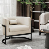 Upholstered Leather Barrel Living Room Accent Chair - The Linen House