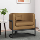 Upholstered Leather Barrel Living Room Accent Chair - The Linen House