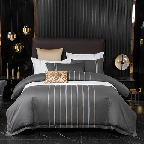 Vertical Ribbon & Lace Duvet Set - The Linen House