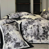 Vintage Black Gray Chic Patchwork Printed Duvet Set - The Linen House