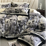 Vintage Black Gray Chic Patchwork Printed Duvet Set - The Linen House