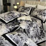 Vintage Black Gray Chic Patchwork Printed Duvet Set - The Linen House