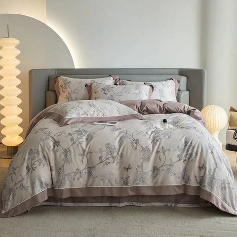 Luxury Digital Printing Flowers & Plants Duvet Set – Elegant Bedroom Statement