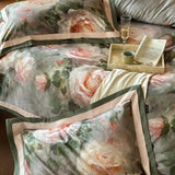 Vintage Rose Oil Printing Style Printed Duvet Set - The Linen House