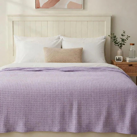 Viscose Cotton Thermals Blanket Pale lilac - The Linen House