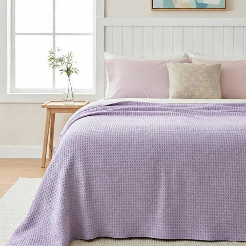 Viscose Cotton Thermals Blanket Pale lilac - The Linen House
