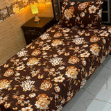 Warm Chocolate Rose Print Bedsheet – Single Size (Pack of 2) - The Linen House