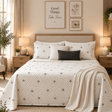 White Black Bow Dot Printed Bed Sheet - The Linen House
