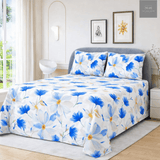 White & Blue Flower Print Bedding (3pcs) - The Linen House
