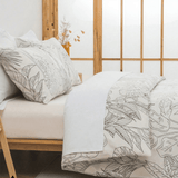 White botanical Printed Duvet Set - The Linen House