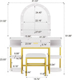 White Vanity Mirror with Lights and Table Set with Drawers – Elegant and Functional Beauty Station - The Linen House