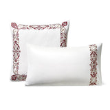 White with Maroon Royal Embroidery Duvet Set – Elegant Bedding for a Luxurious Bedroom - The Linen House