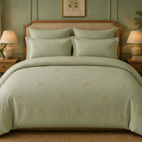 Willow Branch Embroidered Premium Bedding Set - The Linen House
