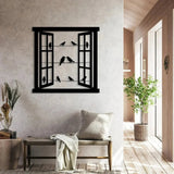 WINDOW AND BIRDS-Metal Wall Decor