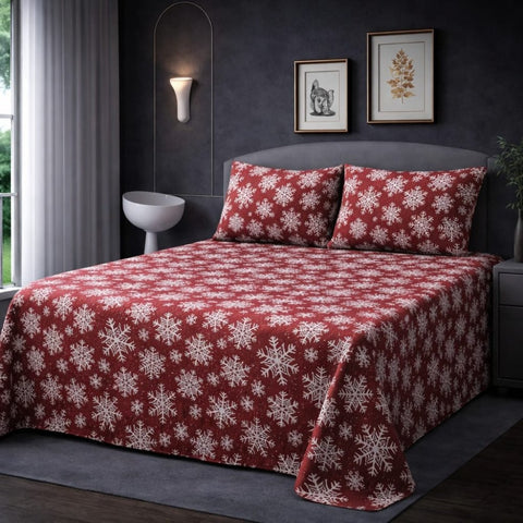 Winter Snowfall Bedsheet (3pcs) - The Linen House