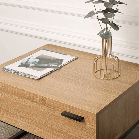 Wood Accent Table with Steel Frame - The Linen House