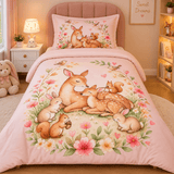Woodland Deer Family Kids Bedsheet - The Linen House