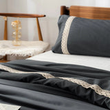 Luxury Duvet With Mash Ground Lace(Black)