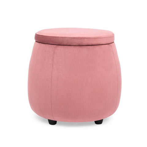 Velvet Round Storage Ottoman with Removable Lid, Footrest Stool