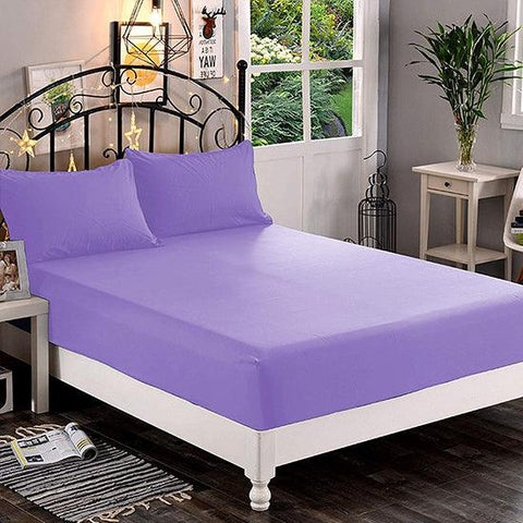 Fitted sheet (Light-Purple) - The Linen House