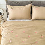 Peach Embroidered Duvet Cover Set