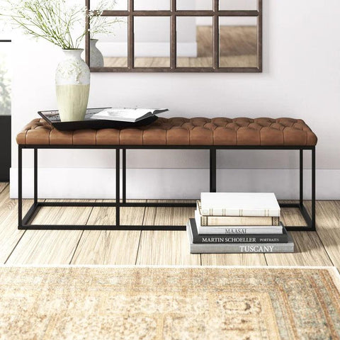 Brown Upholstered Bench - The Linen House