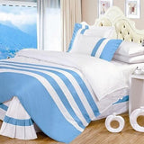 Sky Blue & Off white Stripe Duvet Set - The Linen House