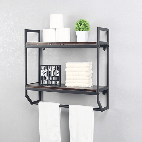 2 - Tier Metal Industrial 23.6" Bathroom Shelves - The Linen House