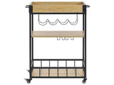 3 Tier Kitchen Trolley Light MDF Sheet with Black Frame - The Linen House