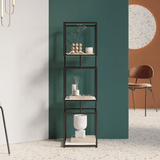 3 - Tier Modern Black Cube Bookcase with Metal Tower Display Shelf - The Linen House