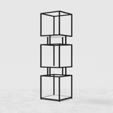 3 - Tier Modern Black Cube Bookcase with Metal Tower Display Shelf - The Linen House