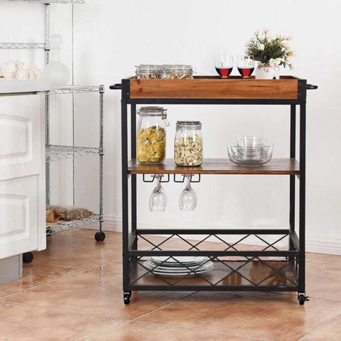3 Tier Rolling Kitchen Trolley - The Linen House