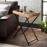 Multi-functional Living Room Black Iron Foldable Tray Table