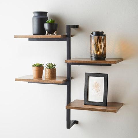 Tall Multi-Section wall Mounted Shelf - The Linen House