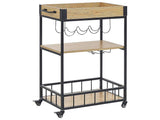 3 Tier Kitchen Trolley Light Wood with Black HULLET