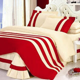 Red & Off white Stripe Duvet Set - The Linen House