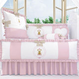 White And Pink Baby Cot Set