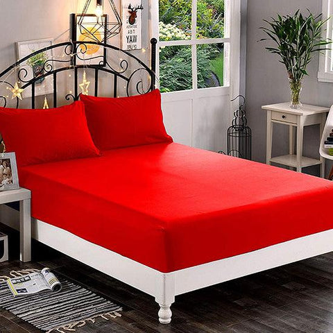 Fitted sheet (Red) - The Linen House