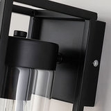 Industrial Wall Sconces Set of 2, Vintage Wall Light Fixture with Glass Shade, Black Metal Wall Mount Lamp