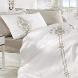 Beige & white Embroidery Duvet Set - The Linen House