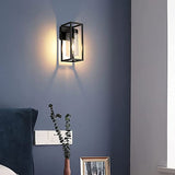 Industrial Wall Sconces Set of 2, Vintage Wall Light Fixture with Glass Shade, Black Metal Wall Mount Lamp