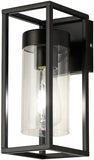 Industrial Wall Sconces Set of 2, Vintage Wall Light Fixture with Glass Shade, Black Metal Wall Mount Lamp