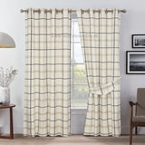 New Beige check Printed Curtain With Black Lining