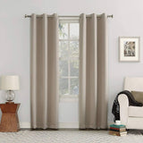 Plain Dyed Eyelet Curtains with linning (Beige)