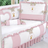 White And Pink Baby Cot Set - The Linen House