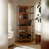 6 Tire Shelf Bookshelf Metal and Natural Wood Tones - The Linen House