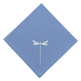 Sky Blue Mat & Napkin With Off White Dragonfly Embroidery